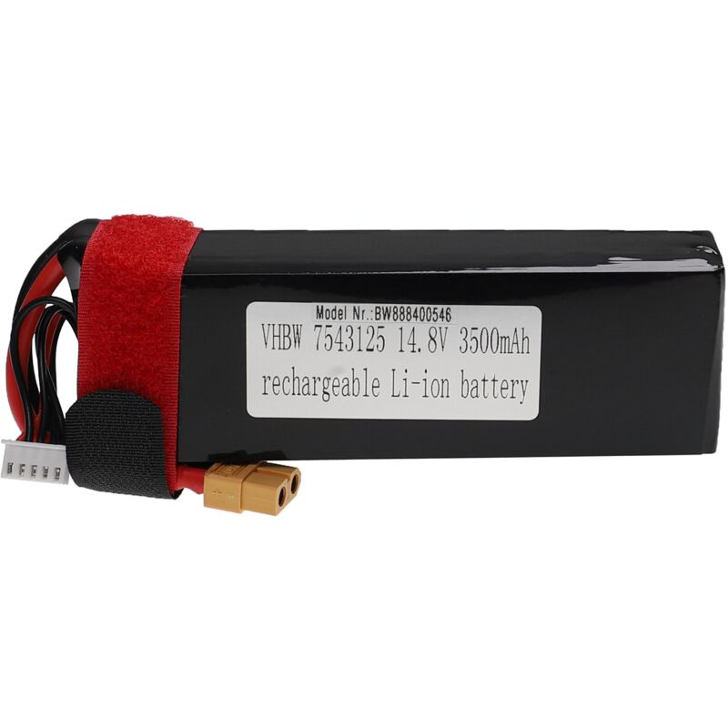 foto del prodotto vhbw batteria con xt60 per modellismo per es. macchine da corsa, elicotteri, aerei 3500mah, 14,8v, li poly, 134 x 44 x 31,5 mm 