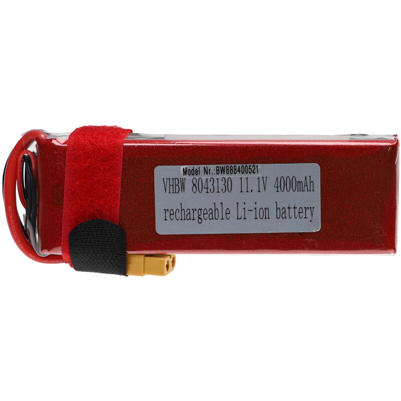 foto del prodotto vhbw batteria con xt60 per modellismo per es. macchine da corsa, elicotteri, aerei 4000mah, 11,1v, li poly, 137 x 44 x 22 mm 