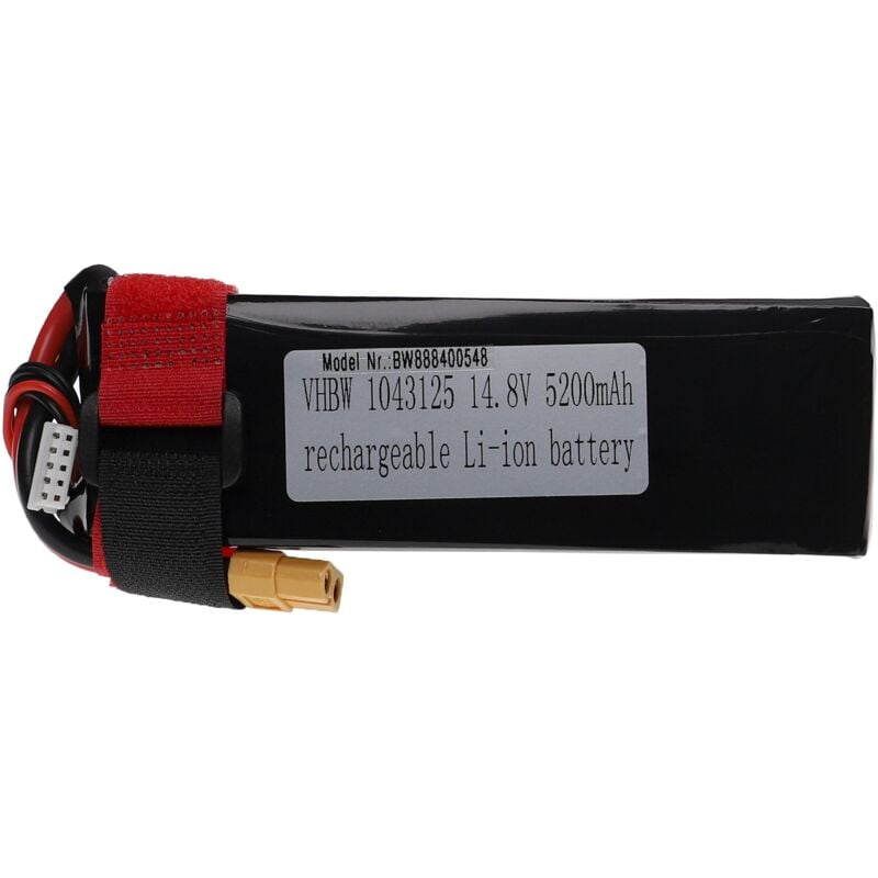 foto del prodotto vhbw batteria con xt60 per modellismo per es. macchine da corsa, elicotteri, aerei 5200mah, 14,8v, li poly, 135 x 44,5 x 41,5 mm 