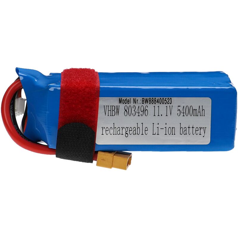 immagine 0 del prodotto vhbw batteria con xt60 per modellismo per es. macchine da corsa, elicotteri, aerei 5400mah, 11,1v, li poly, 104 x 42 x 34 mm 