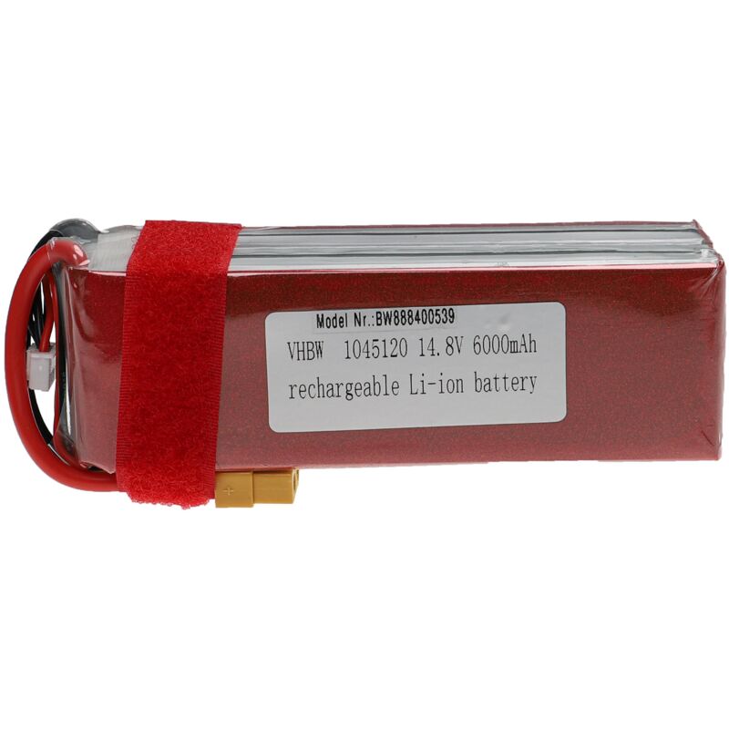 foto del prodotto vhbw batteria con xt60 per modellismo per es. macchine da corsa, elicotteri, aerei 6000mah, 14,8v, li poly, 125 x 47 x 43 mm 