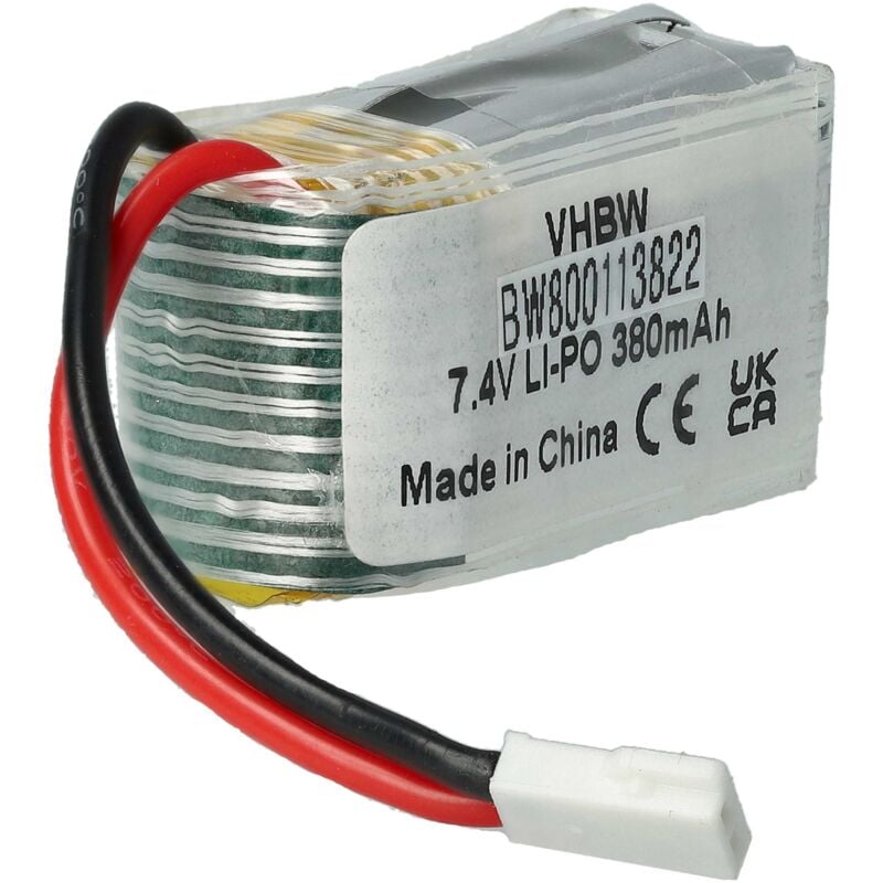 foto del prodotto vhbw batteria li ion 380mah 7.4v compatibile con droni, multicotteri you go media dm007 nighthawk quadcopter