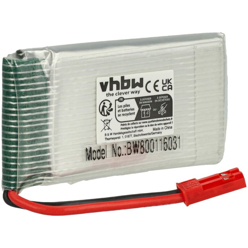 foto del prodotto vhbw batteria li polymer 1100mah 3.7v connettore jst compatibile con modellini sostituisce racing car, elicotteri, aerei e navi