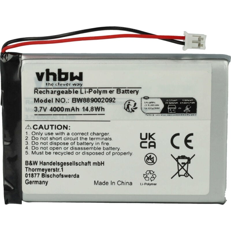 foto del prodotto vhbw batteria per diversi dispositivi 4000mah, 3,7v, li poly 1x celle