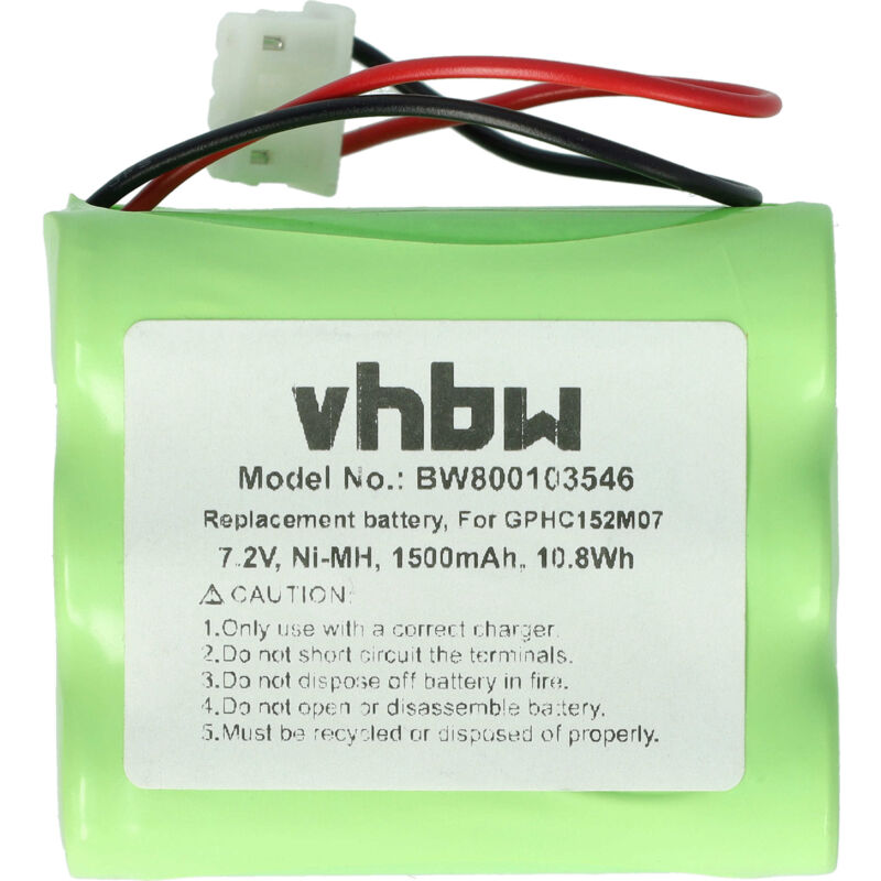foto del prodotto vhbw batteria sostituisce aeg gphc152m07 per home cleaner 1500mah, 7,2v, nimh 