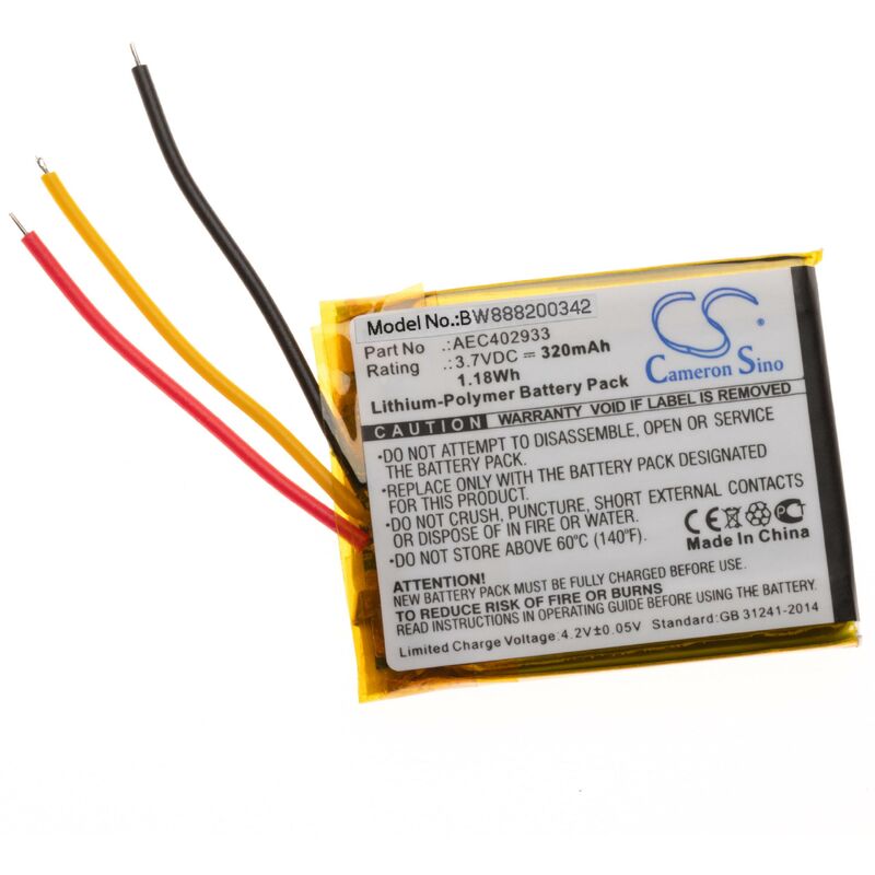 foto del prodotto vhbw batteria sostituisce akg aec402933 per auricolari cuffie wireless 320mah, 3,7v, li poly 