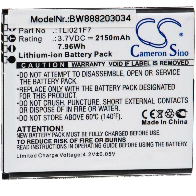 foto del prodotto vhbw batteria sostituisce alcatel tli021f7 per hotspot modem router portatile 2150mah, 3,7v, li ion 