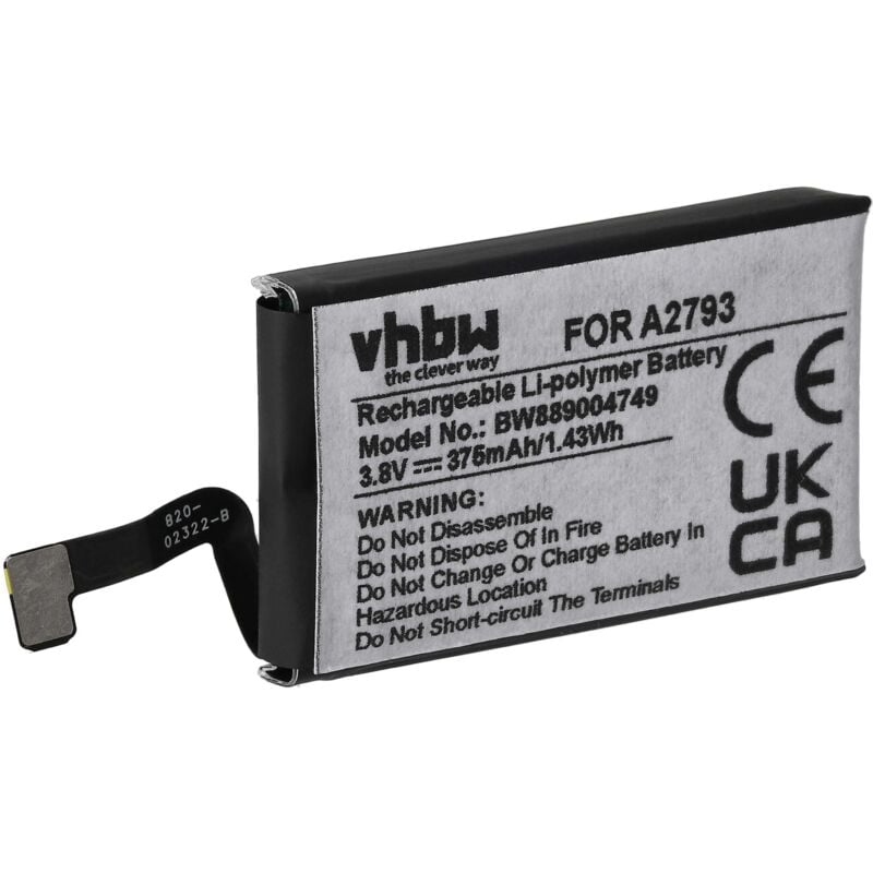 foto del prodotto vhbw batteria sostituisce apple a2793 per auricolari cuffie wireless 375mah, 3,8v, li poly 