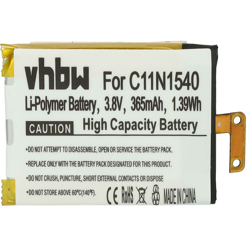foto del prodotto vhbw batteria sostituisce asus 0b200 01630100, c11n1540 per smartwatch orologio bracciale fitness 365mah, 3,8v, li poly set utensili