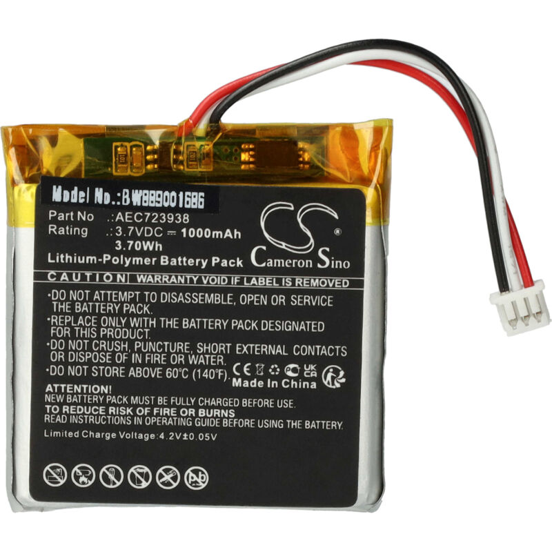 foto del prodotto vhbw batteria sostituisce bang olufsen aec723938 per auricolari cuffie wireless 1000mah, 3,7v, li poly 