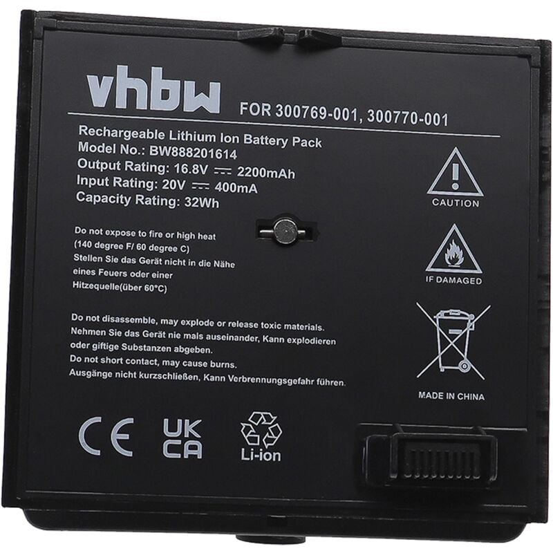 foto del prodotto vhbw batteria sostituisce bose 300769 001, 300770 001 per casse, altoparlanti, speaker 2200mah, 16,8v, li ion 