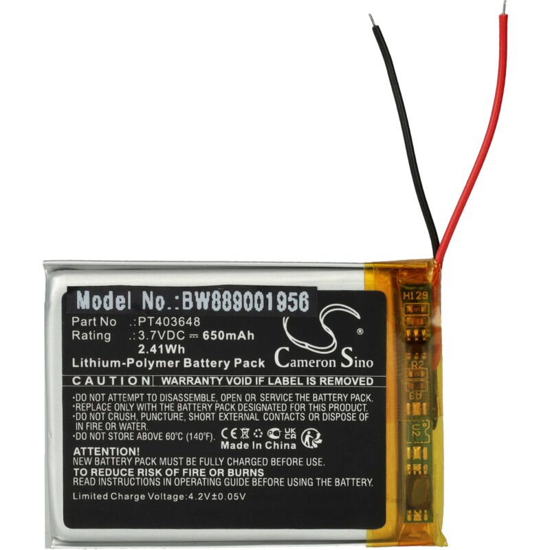 foto del prodotto vhbw batteria sostituisce denon pt403648 per auricolari cuffie wireless 650mah, 3,7v, li poly 