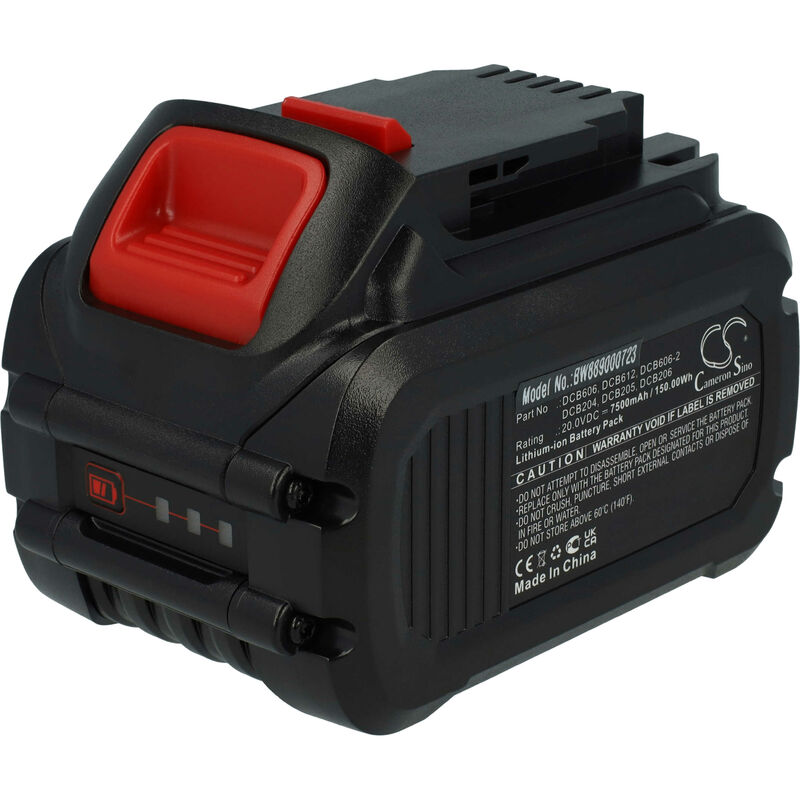 foto del prodotto vhbw batteria sostituisce dewalt dcb123, dcb125, dcb127, dcb180, dcb181, dcb181 xj, dcb182 per utensile elettrico 7500 mah, li ion, 20 v 