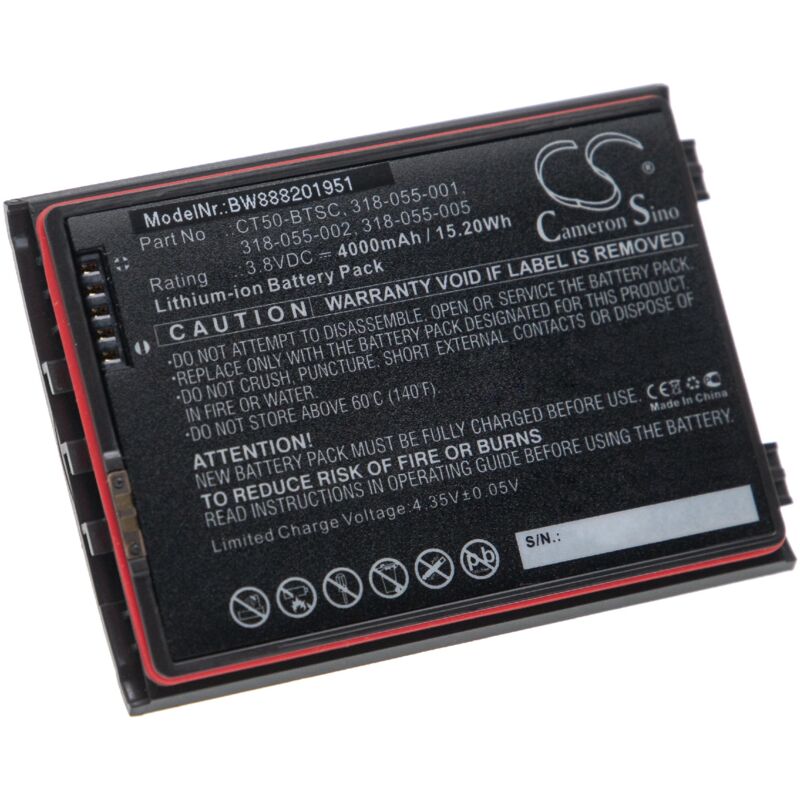 foto del prodotto vhbw batteria sostituisce dolphin 318 055 001, 318 055 002, ct50 btsc per computer portatile scanner 4000mah, 3,8v, li ion 