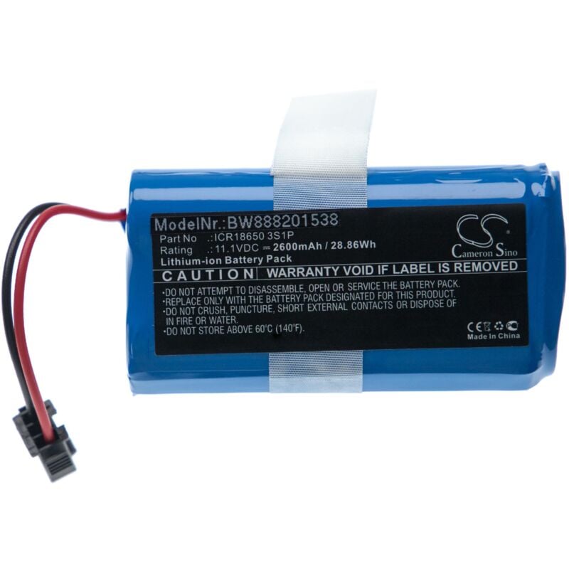 foto del prodotto vhbw batteria sostituisce ecovacs icr18650 3s1p spina nera compatibile con aspirapolvere, home cleaner 2600mah, 11,1v, li ion 