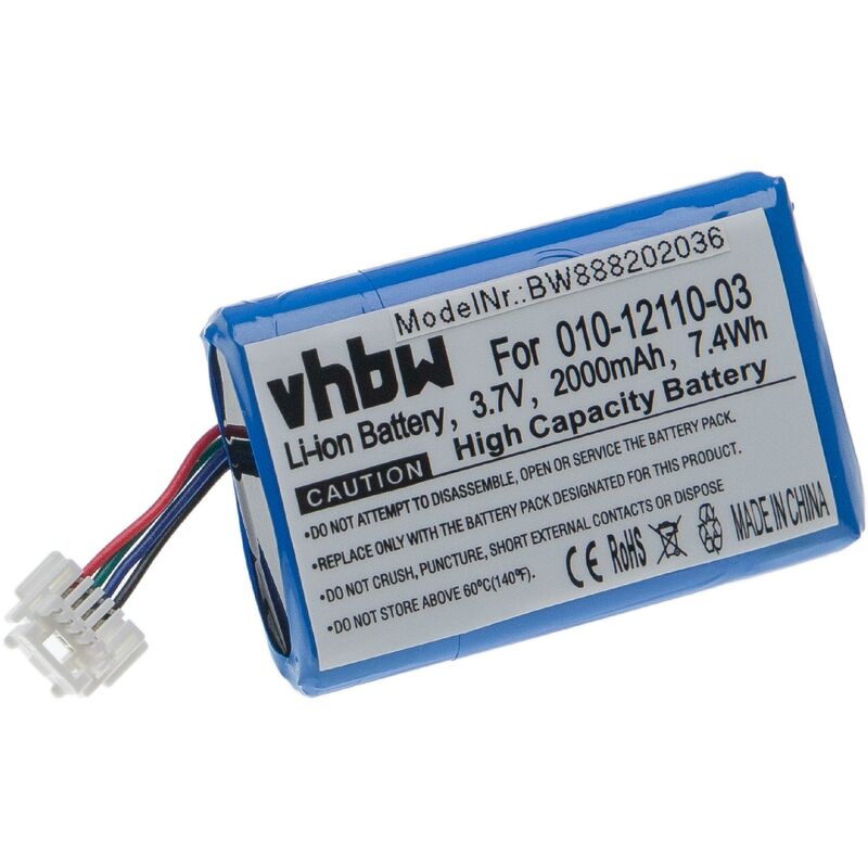 foto del prodotto vhbw batteria sostituisce garmin 010 12110 03, 010 12110 003, 361 00077 00 per navigatore gps 2000mah, 3,7v, li ion 