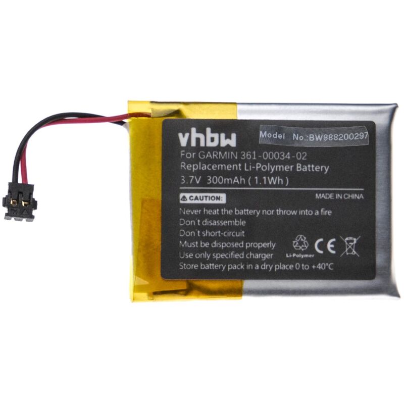 foto del prodotto vhbw batteria sostituisce garmin 361 00034 02 per smartwatch orologio bracciale fitness 300mah, 3,7v, li poly 