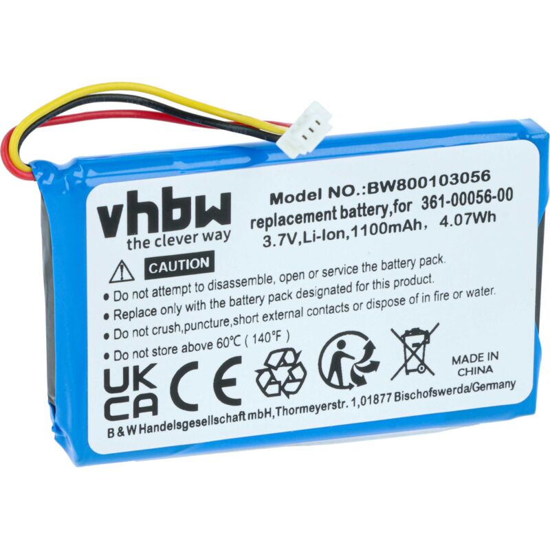 foto del prodotto vhbw batteria sostituisce garmin 361 00056 01 per navigatore gps 1100mah, 3,7v, li ion 