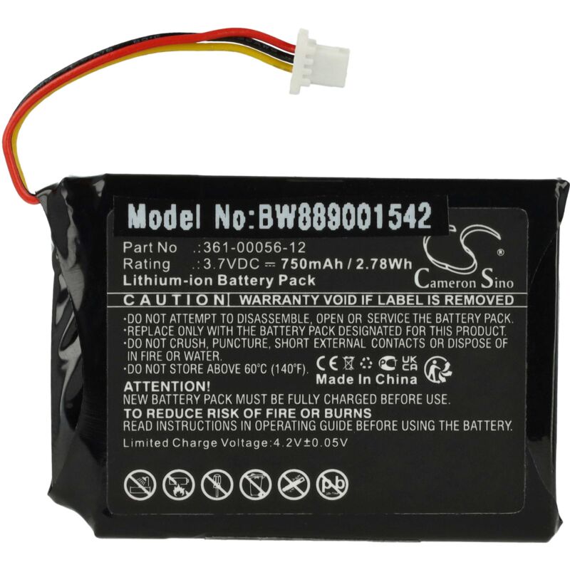 foto del prodotto vhbw batteria sostituisce garmin 361 00056 12 per navigatore gps 750mah, 3,7v, li ion 
