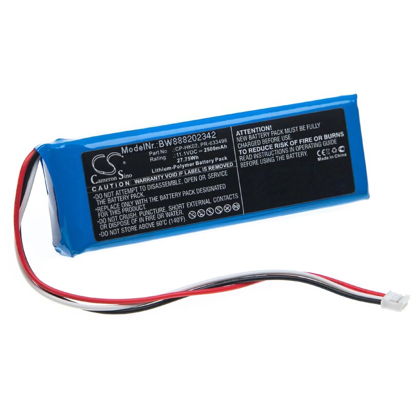 foto del prodotto vhbw batteria sostituisce harman kardon cp hk02, pr 633496 per casse, altoparlanti, speaker 2500mah, 11,1v, li poly 