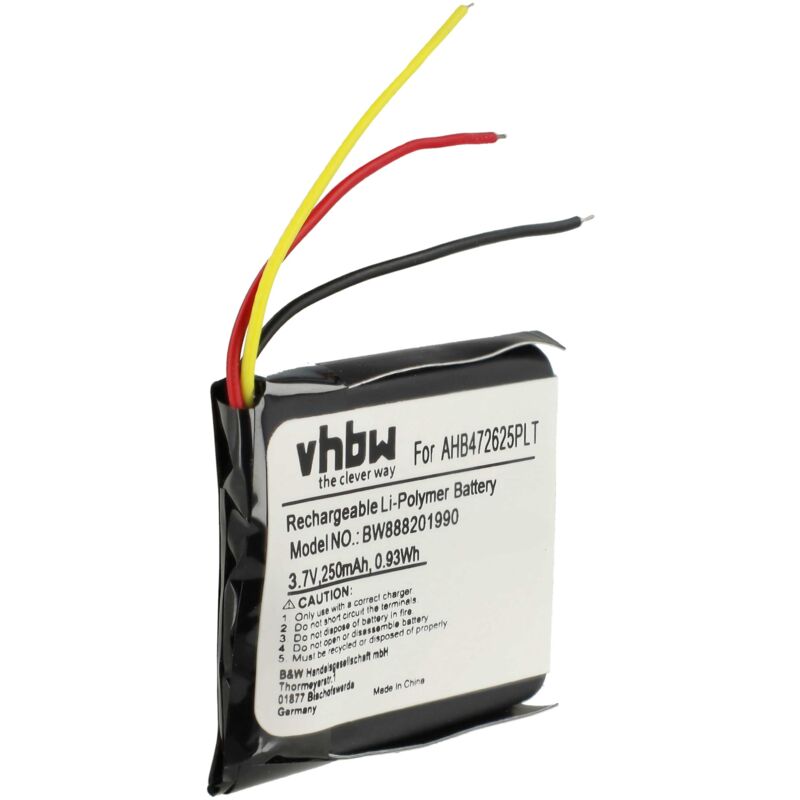 foto del prodotto vhbw batteria sostituisce jabra cp gn650, ahb472625plt, ahb682828ps per auricolari cuffie wireless 250mah, 3,7v, li poly 