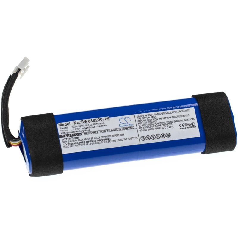 foto del prodotto vhbw batteria sostituisce jbl 2inr19 66 2, sun inte 103 per casse, altoparlanti, speaker 5200mah, 7,4v, li ion 