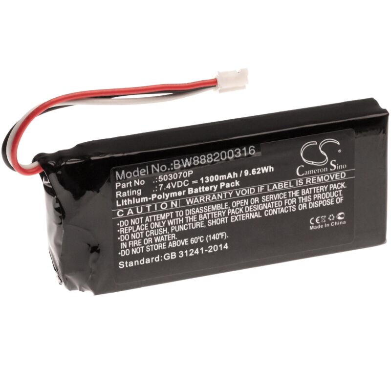 foto del prodotto vhbw - batteria sostituisce jbl 503070p per casse, altoparlanti, speaker (1300mah, 7,4v, li-poly)