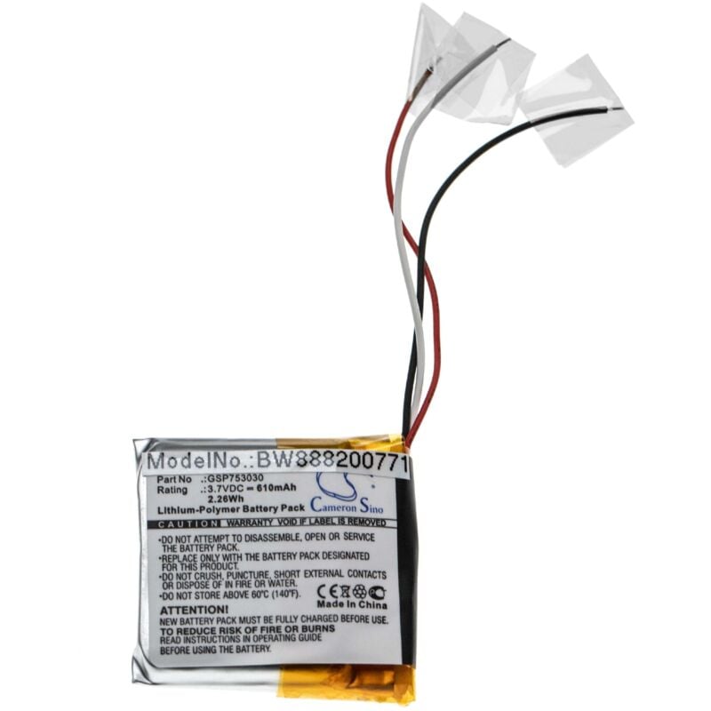 foto del prodotto vhbw batteria sostituisce jbl 633331, gsp753030 per auricolari cuffie wireless 610mah, 3,7v, li poly 