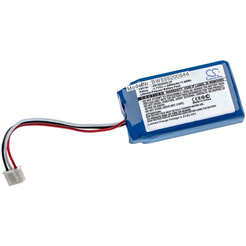 foto del prodotto vhbw batteria sostituisce jbl aec653055 2p per casse, altoparlanti, speaker 2000mah, 3,7v, li poly 