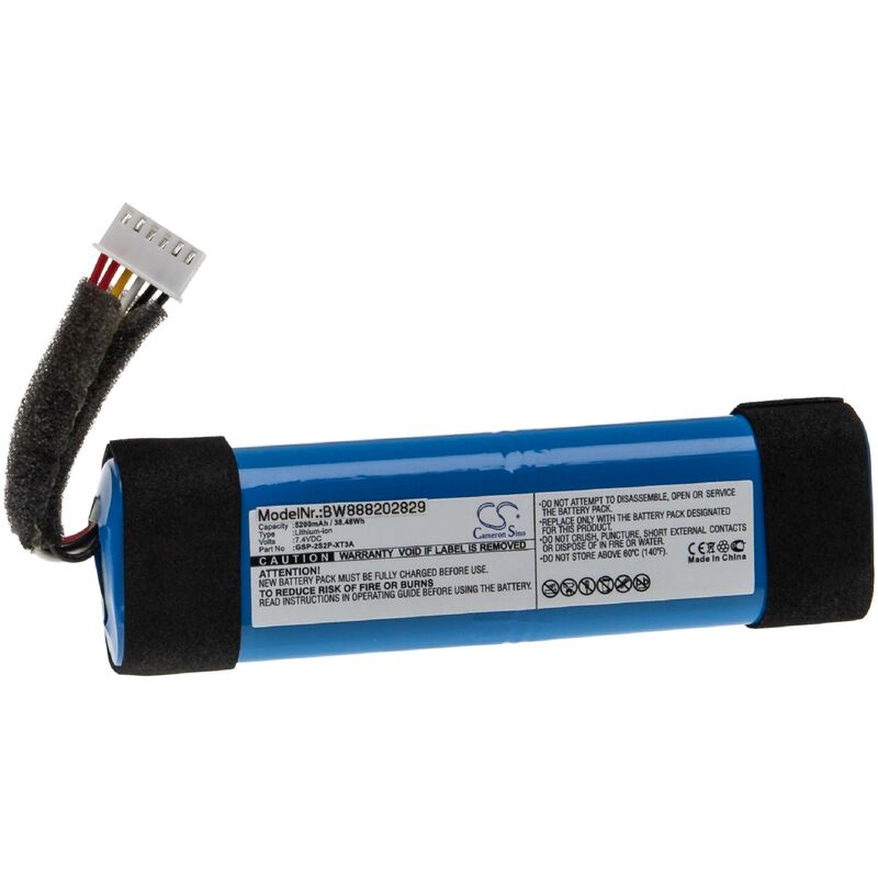 foto del prodotto vhbw batteria sostituisce jbl gsp 2s2p xt3a per casse, altoparlanti, speaker 5200mah, 7,4v, li ion 