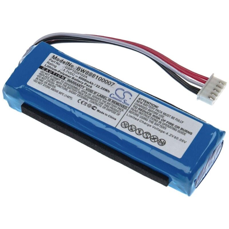 foto del prodotto vhbw batteria sostituisce jbl gsp1029102a versione 1 per casse, altoparlanti, speaker 6000mah, 3,7v, li poly 