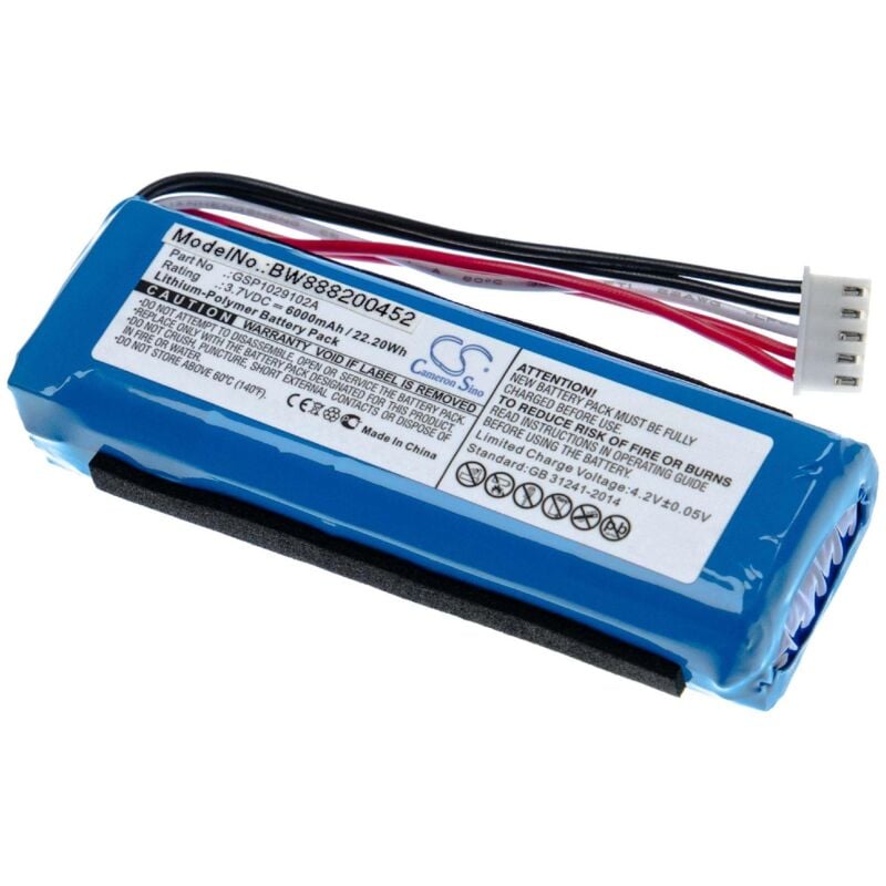 foto del prodotto vhbw batteria sostituisce jbl gsp1029102a versione 2 per casse, altoparlanti, speaker 6000mah, 3,7v, li poly 