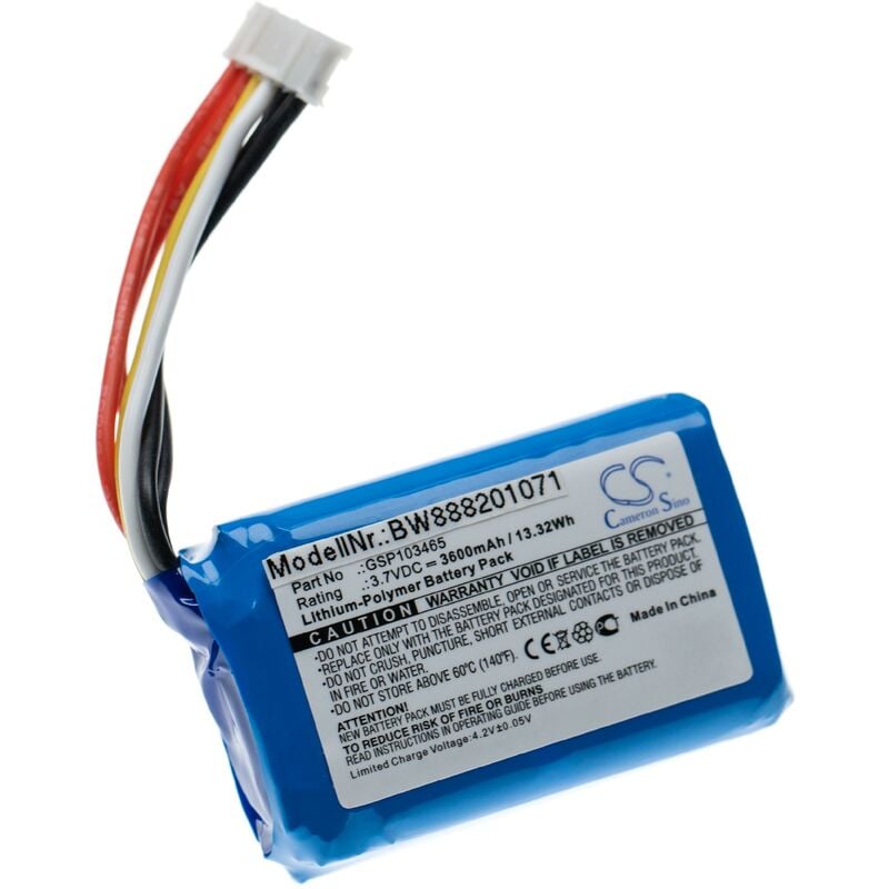 foto del prodotto vhbw batteria sostituisce jbl gsp103465 per casse, altoparlanti, speaker 3600mah, 3,7v, li poly 