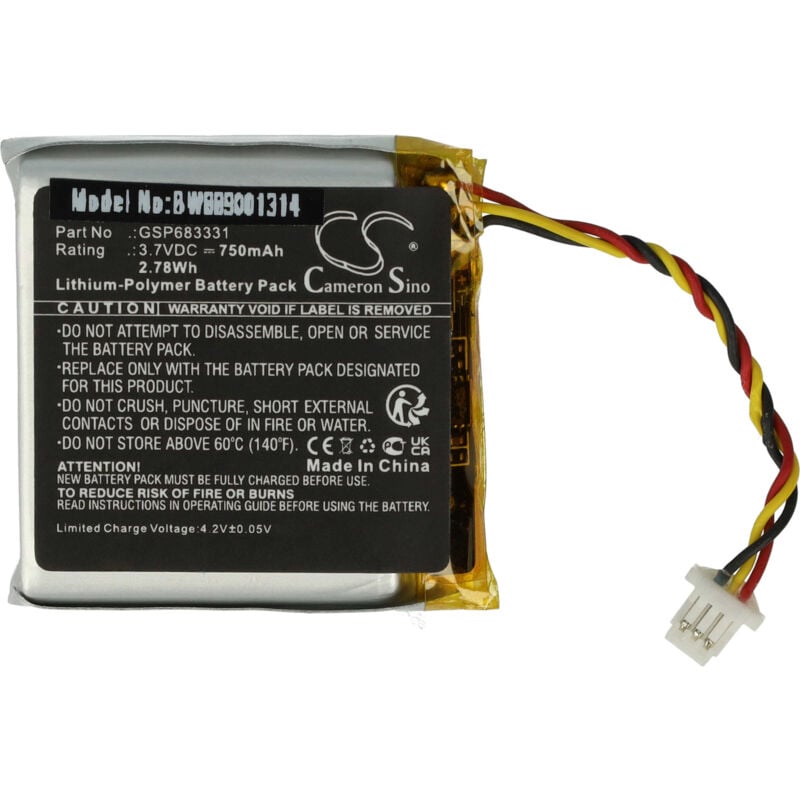 foto del prodotto vhbw batteria sostituisce jbl gsp683331 per auricolari cuffie wireless 750mah, 3,7v, li poly 