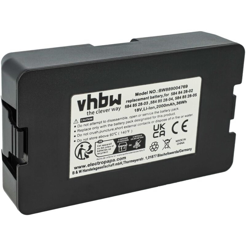 immagine 0 del prodotto vhbw batteria sostituisce mcculloch 590 81 01 0x, 590 81 01 04, 5931141 02, 590 81 01 05, 5931141 01 per robot tagliaerba 2ah 18v li ion