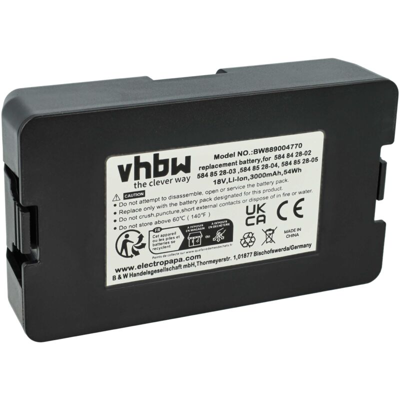 foto del prodotto vhbw batteria sostituisce mcculloch 590 81 01 0x, 590 81 01 04, 5931141 02, 590 81 01 05, 5931141 01 per robot tagliaerba 3ah 18v li ion