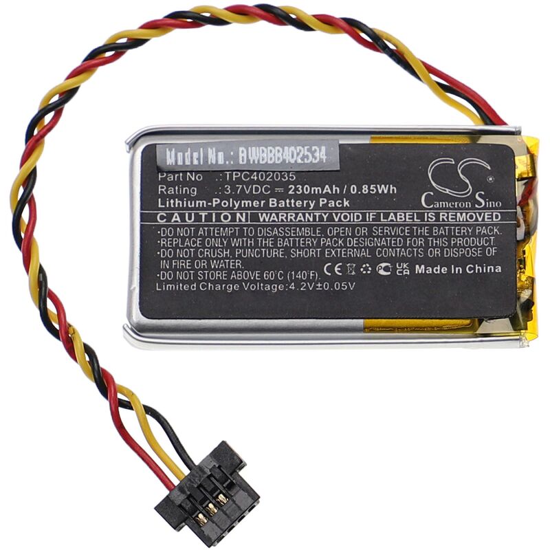 foto del prodotto vhbw batteria sostituisce mio tpc402035 per dash cam 230mah, 3,7v, li poly 