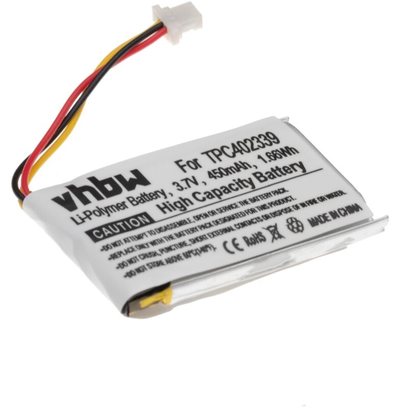 foto del prodotto vhbw batteria sostituisce mio tpc402339 per navigatore gps 450mah, 3,7v, li poly 