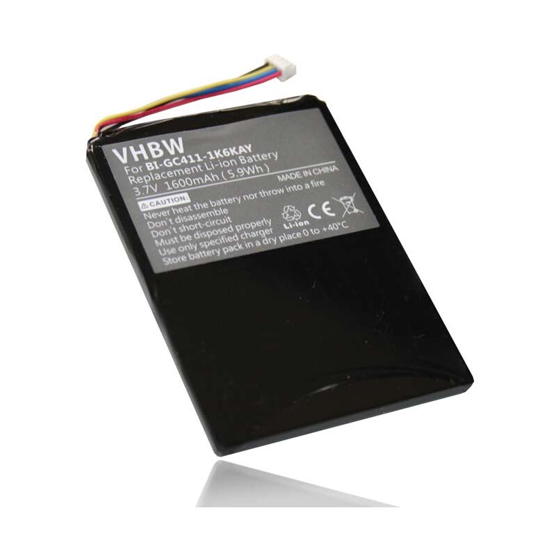foto del prodotto vhbw batteria sostituisce navigon bi gc411 1k6kay per navigatore gps 1600mah, 3,7v, li ion 