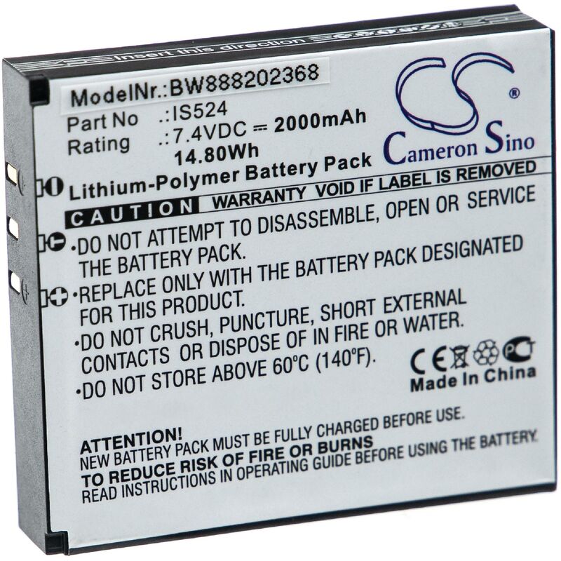 foto del prodotto vhbw batteria sostituisce pax is133, is524 per lettore di codici a barre, pos 2000mah, 7,4v, li poly 
