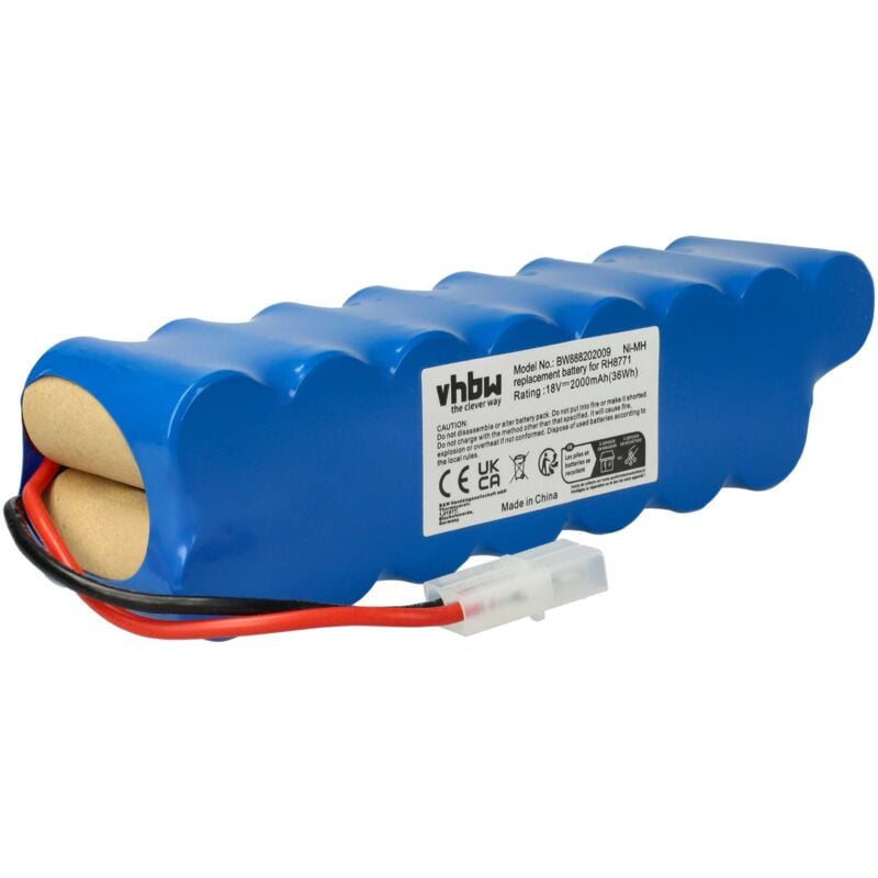 foto del prodotto vhbw batteria sostituisce rowenta rd row18va per aspirapolvere home cleaner 2000mah, 18v, nimh 