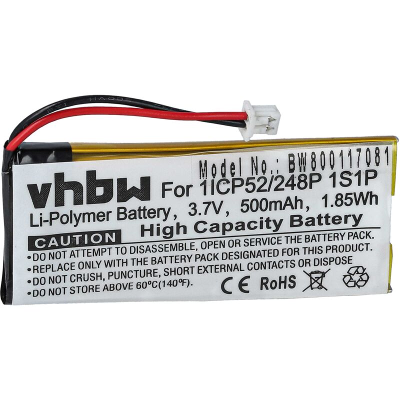 foto del prodotto vhbw batteria sostituisce sena 1icp52 248p 1s1p per auricolari cuffie wireless 500mah, 3,7v, li poly 