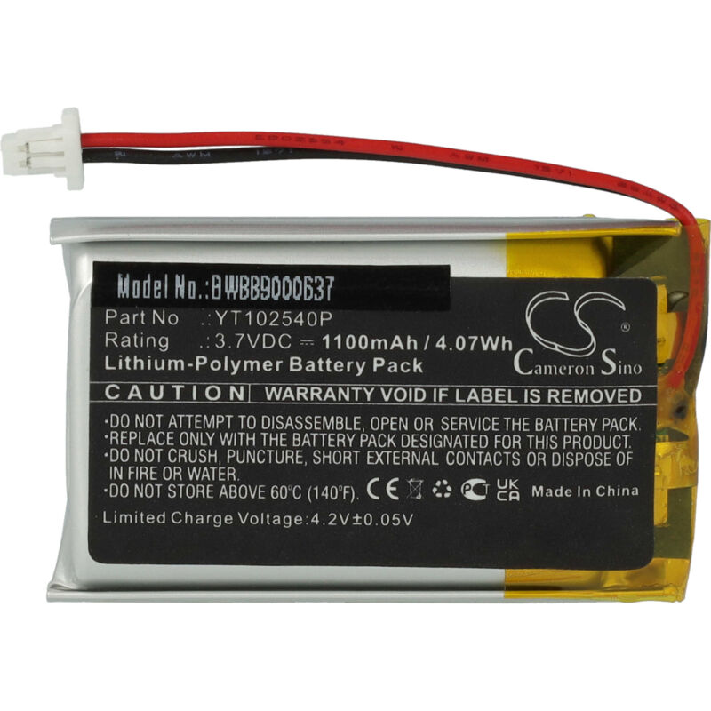 foto del prodotto vhbw batteria sostituisce sena yt102540p per auricolari cuffie wireless 1100mah, 3,7v, li poly 