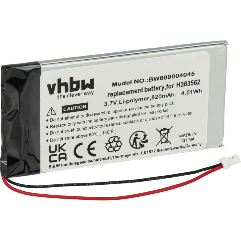 foto del prodotto vhbw batteria sostituisce sennheiser 534403, h383562 per auricolari cuffie wireless 820mah, 3,7v, li poly 