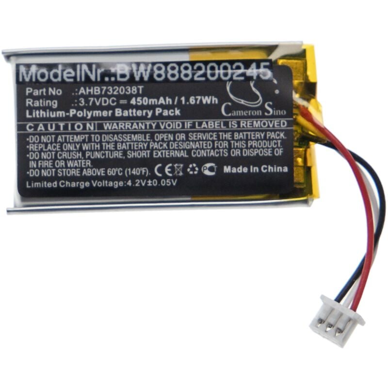 foto del prodotto vhbw batteria sostituisce sennheiser ahb732038t per auricolari cuffie wireless 450mah, 3,7v, li poly 