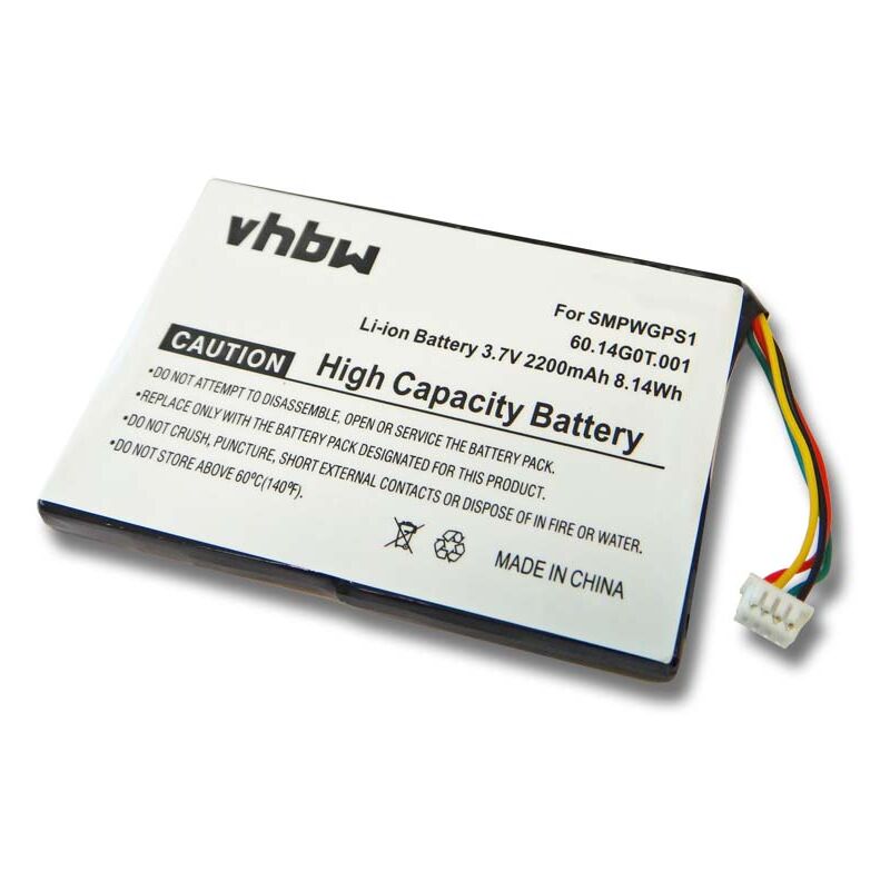 foto del prodotto vhbw batteria sostituisce smpwgps1, 60.14g0t.001 per navigatore gps 2200mah, 3,7v, li ion 
