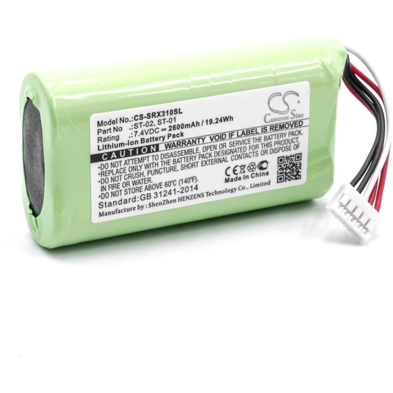 foto del prodotto vhbw batteria sostituisce sony st 02, st 01 per casse, altoparlanti, speaker 2600mah, 7,4v, li ion 
