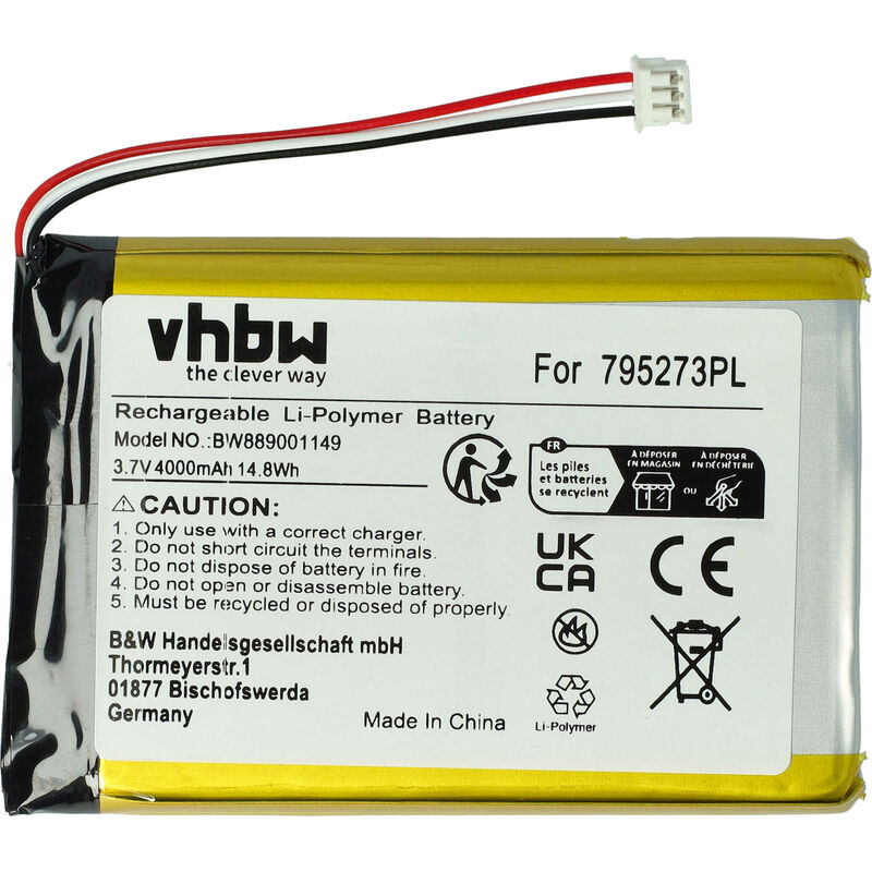 foto del prodotto vhbw batteria sostituisce tigerbox 795273pl per radio raccontastorie per bambini 4000mah, 3,7v, li poly 