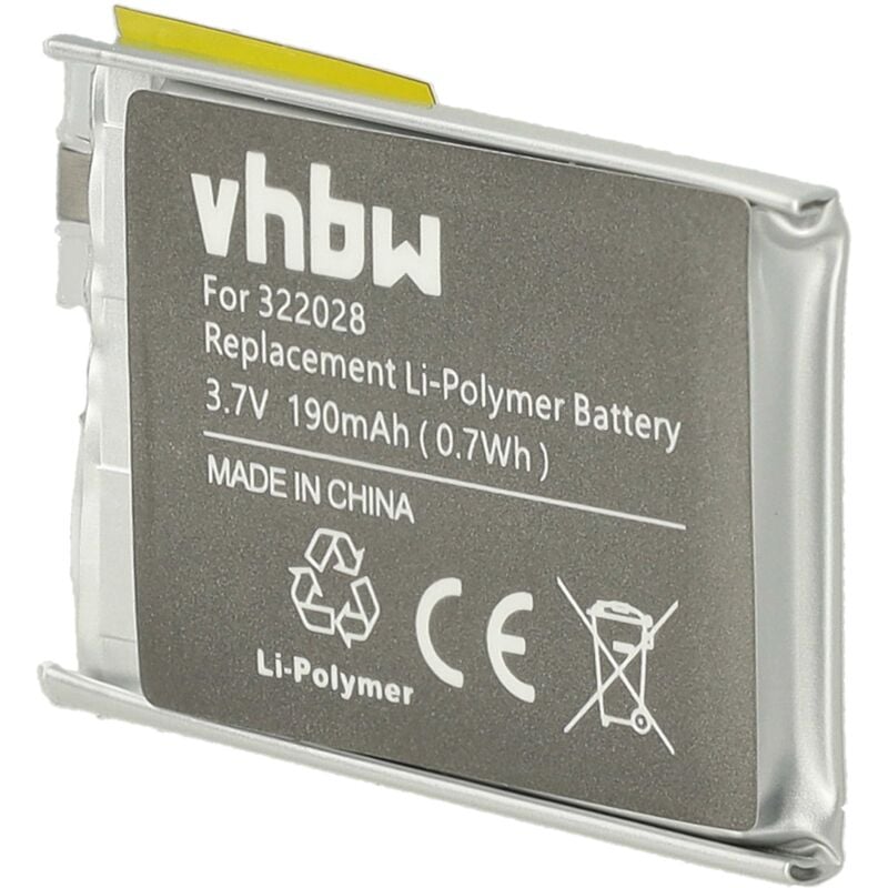 foto del prodotto vhbw batteria sostituisce tomtom ahb322028, 322028 per smartwatch orologio bracciale fitness 190mah, 3,7v, li poly 
