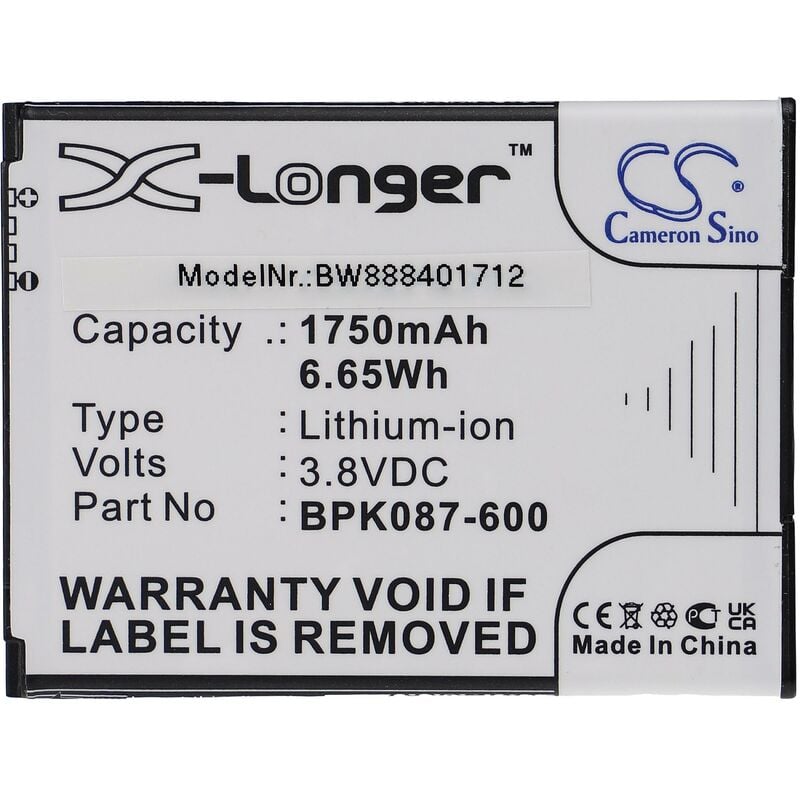 foto del prodotto vhbw batteria sostituisce verifone bpk087 600, bpk087 600 01 a, bpk087 600 01 b per lettore di codici a barre, pos 1750mah, 3,8v, li ion 
